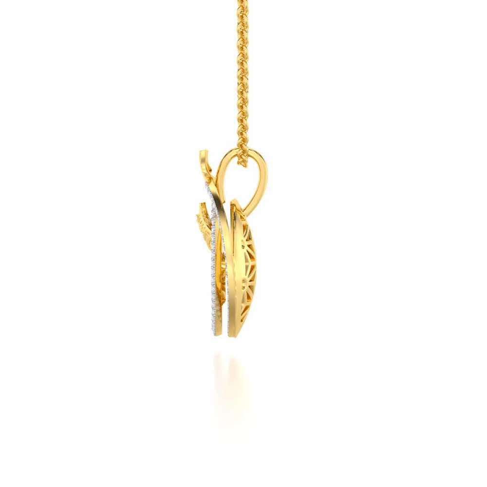 Nature Wheel Silver Pendant - Yellow Gold - Image 4