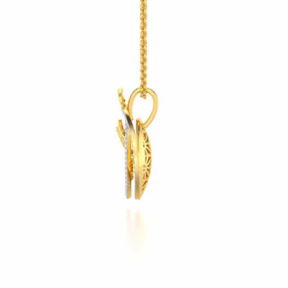 Nature Wheel Silver Pendant - Yellow Gold - Image 4