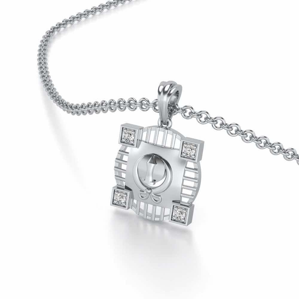 Navi Silver Pendant - White Gold - Image 2