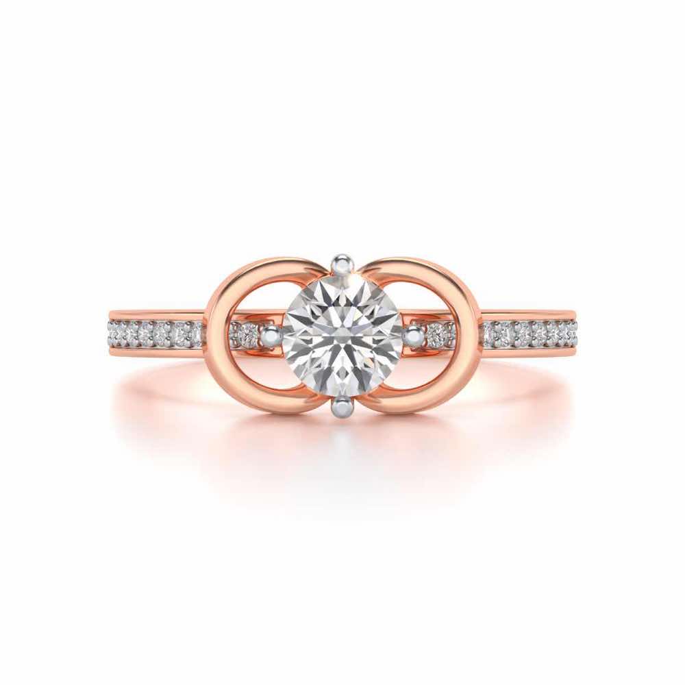Never Fade Solitaire Silver Ring - Rose Gold - Image 4
