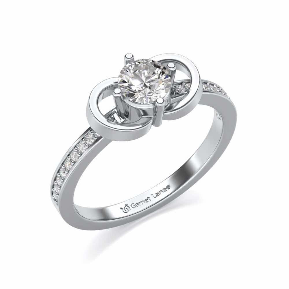 Never Fade Solitaire Silver Ring - White Gold - Image 1