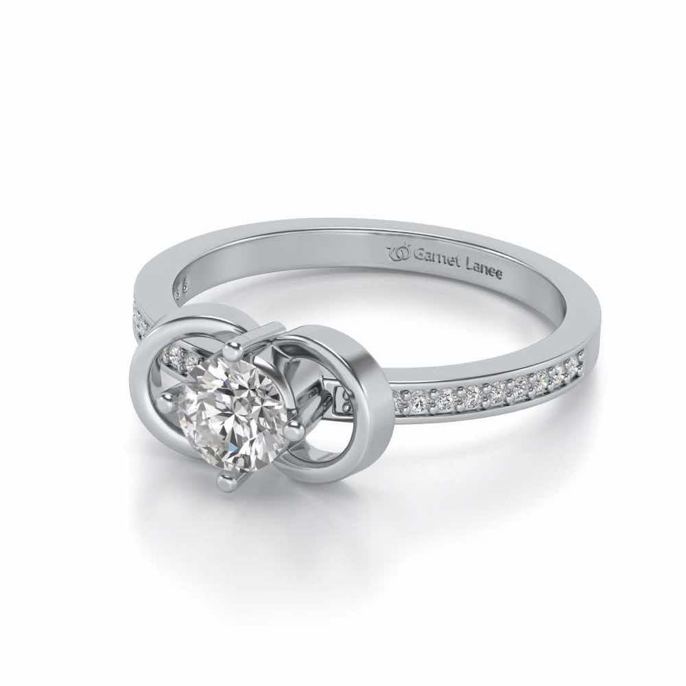 Never Fade Solitaire Silver Ring - White Gold - Image 2
