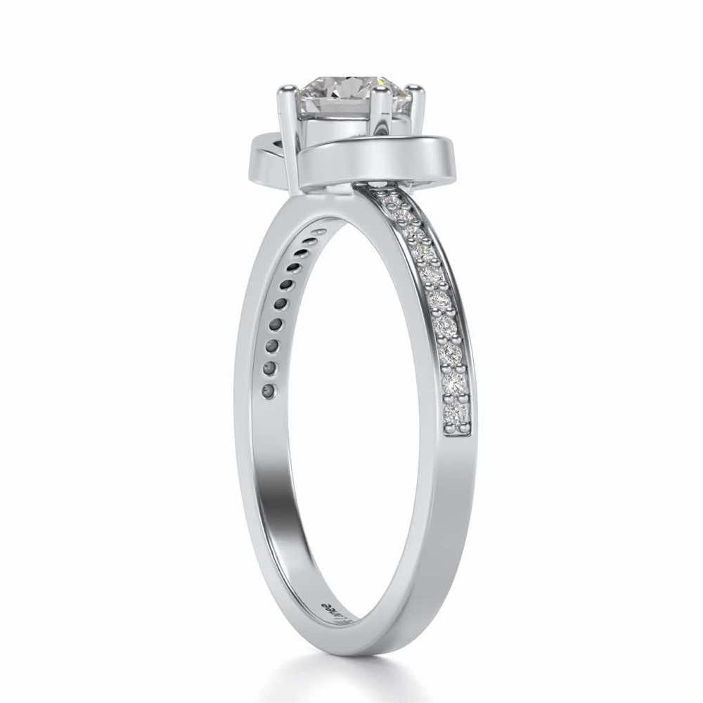 Never Fade Solitaire Silver Ring - White Gold - Image 3