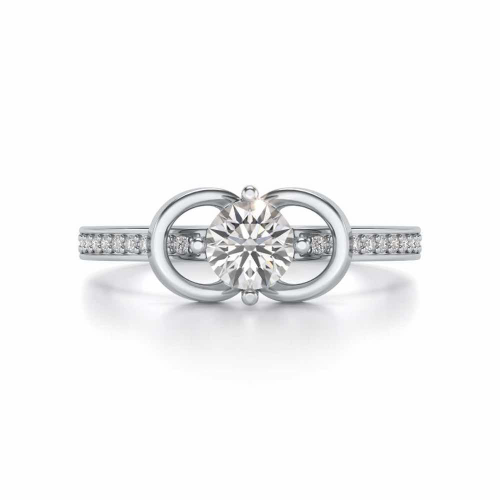Never Fade Solitaire Silver Ring - White Gold - Image 4