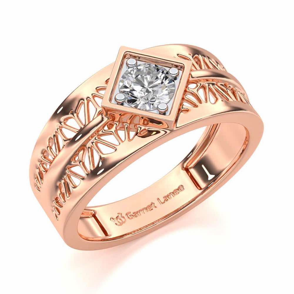 Nimish Solitaire Ring For Men - Rose Gold - Image 1