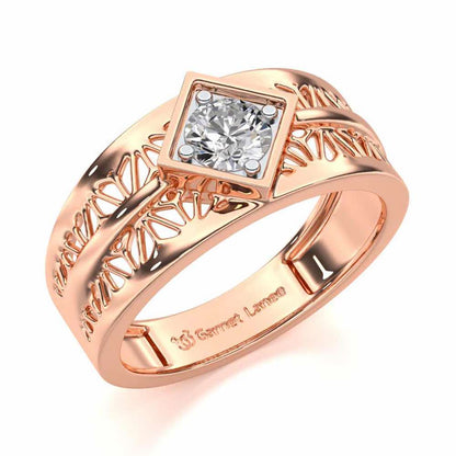 Nimish Solitaire Ring For Men - Rose Gold - Image 1
