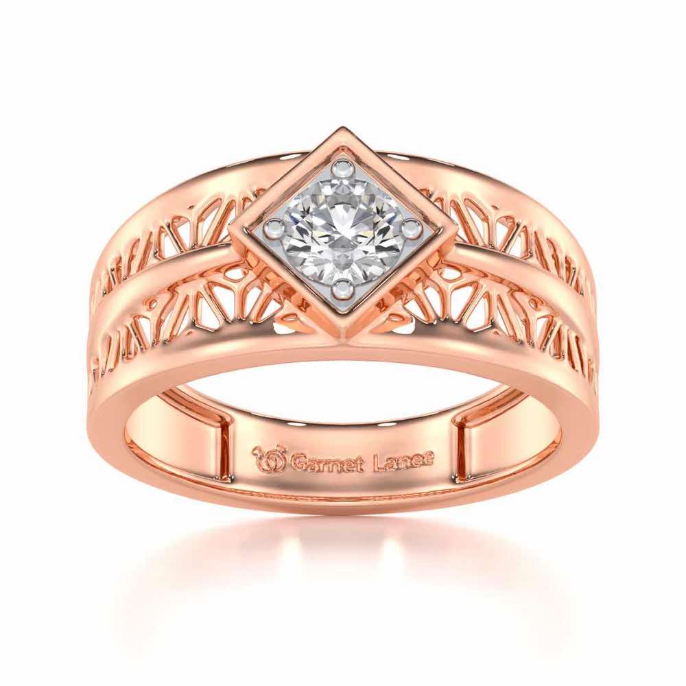 Nimish Solitaire Ring For Men - Rose Gold - Image 2