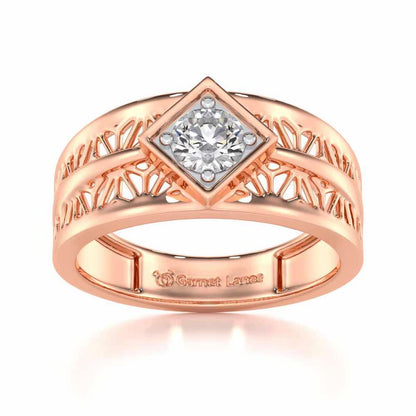 Nimish Solitaire Ring For Men - Rose Gold - Image 2