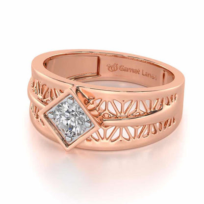 Nimish Solitaire Ring For Men - Rose Gold - Image 3