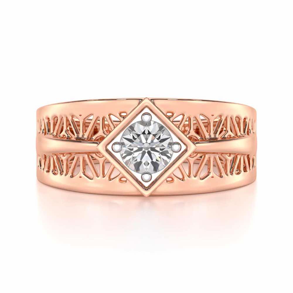 Nimish Solitaire Ring For Men - Rose Gold - Image 5