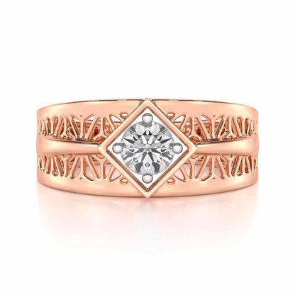 Nimish Solitaire Ring For Men - Rose Gold - Image 5