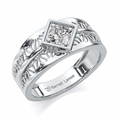 Nimish Solitaire Ring For Men - White Gold - Image 1
