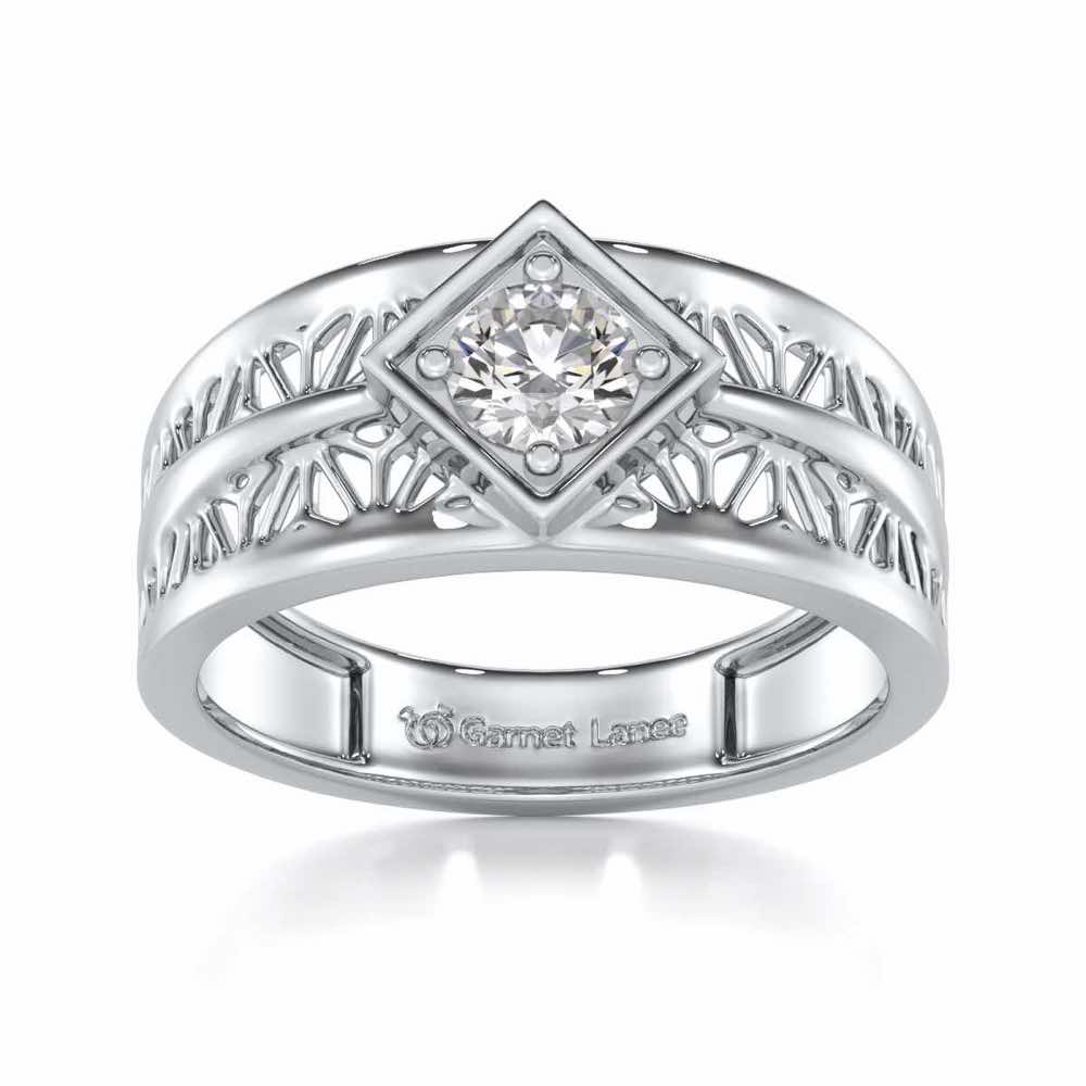 Nimish Solitaire Ring For Men - White Gold - Image 2