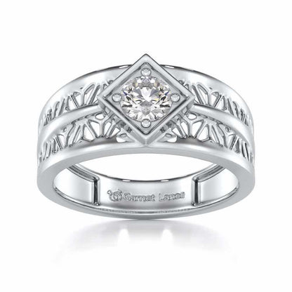 Nimish Solitaire Ring For Men - White Gold - Image 2