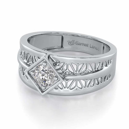 Nimish Solitaire Ring For Men - White Gold - Image 3