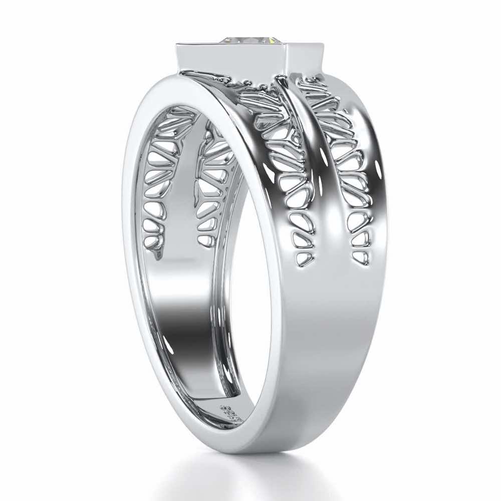 Nimish Solitaire Ring For Men - White Gold - Image 4