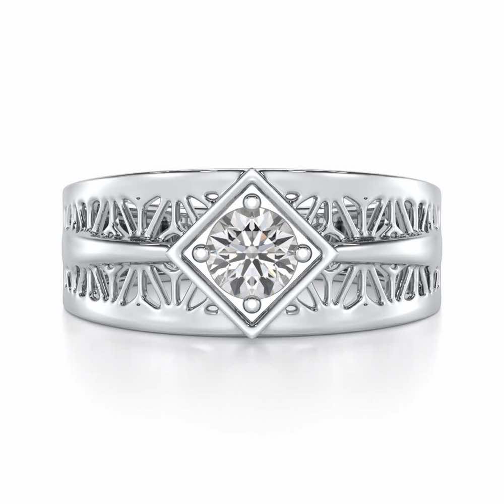 Nimish Solitaire Ring For Men - White Gold - Image 5