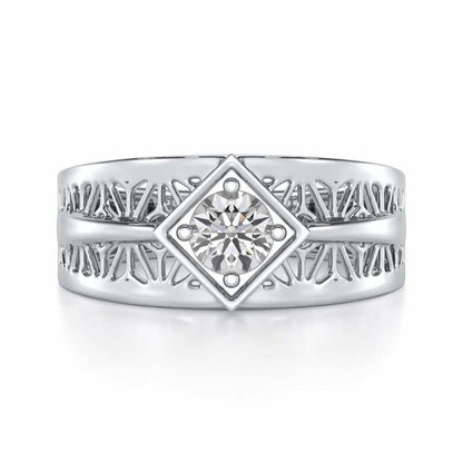 Nimish Solitaire Ring For Men - White Gold - Image 5