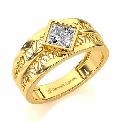 Nimish Solitaire Ring For Men - Yellow Gold - Image 1