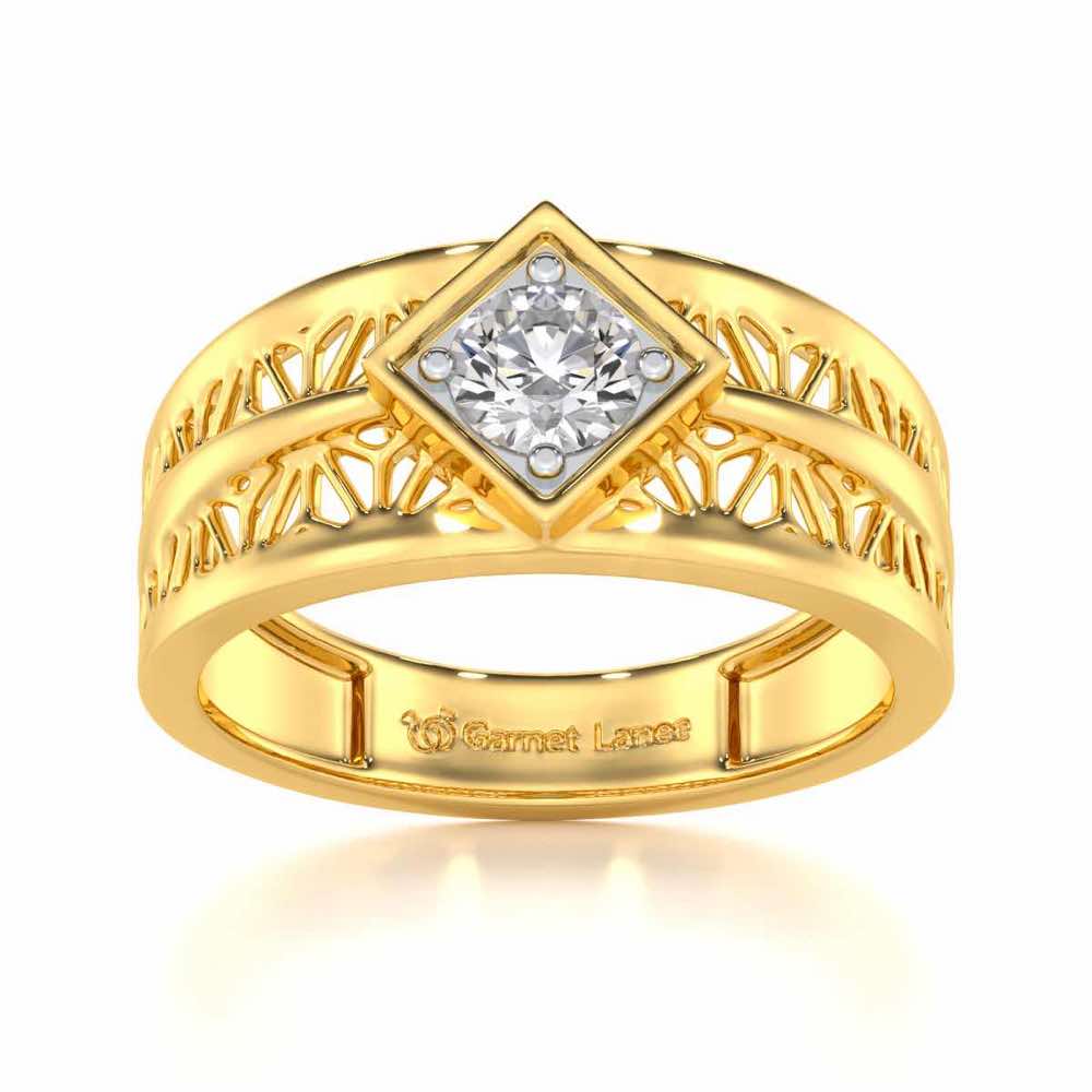 Nimish Solitaire Ring For Men - Yellow Gold - Image 2