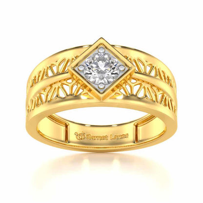 Nimish Solitaire Ring For Men - Yellow Gold - Image 2