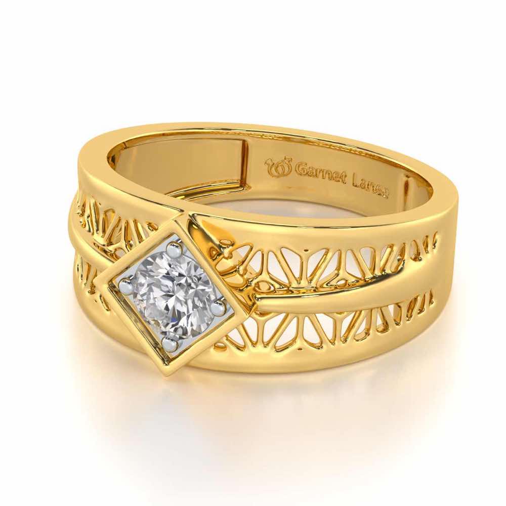 Nimish Solitaire Ring For Men - Yellow Gold - Image 3