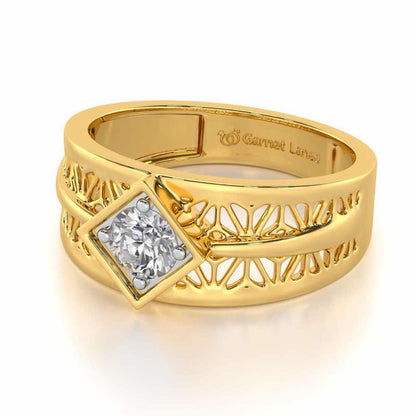 Nimish Solitaire Ring For Men - Yellow Gold - Image 3
