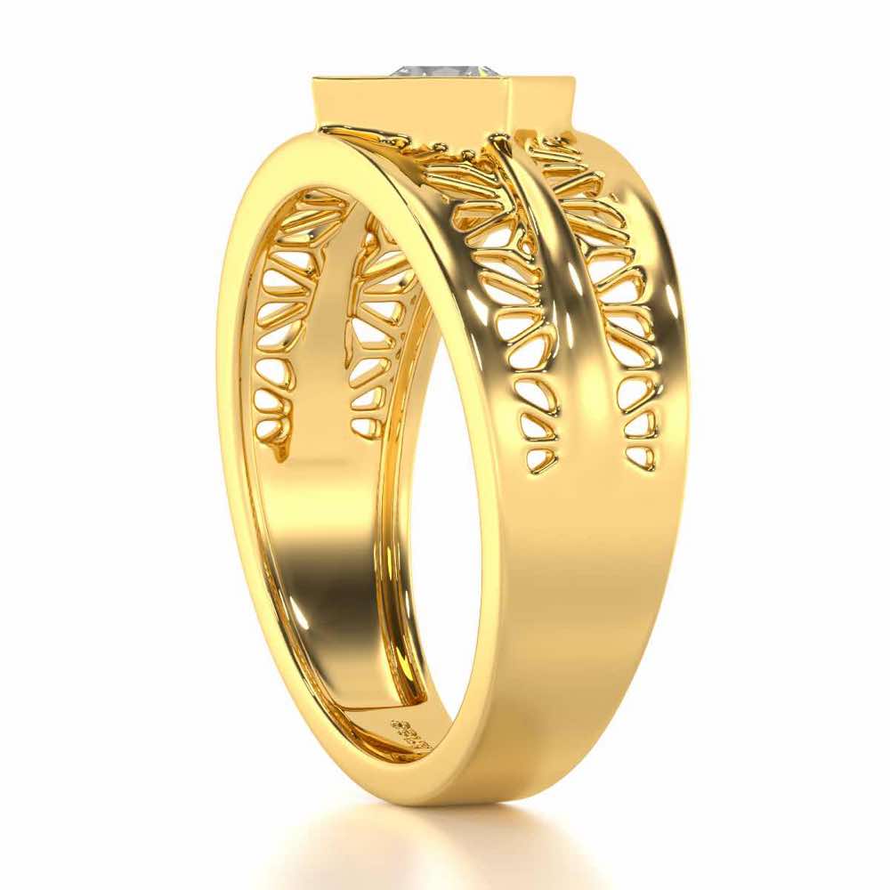 Nimish Solitaire Ring For Men - Yellow Gold - Image 4