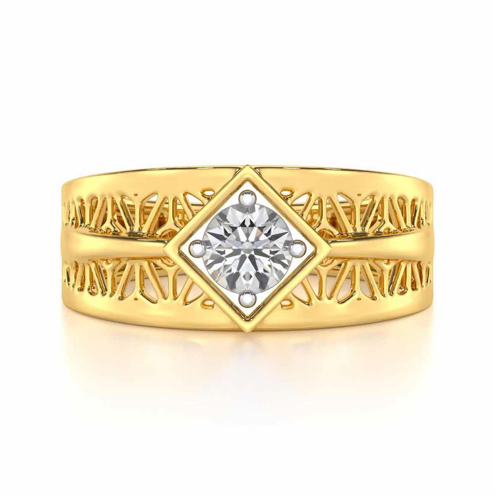 Nimish Solitaire Ring For Men - Yellow Gold - Image 5