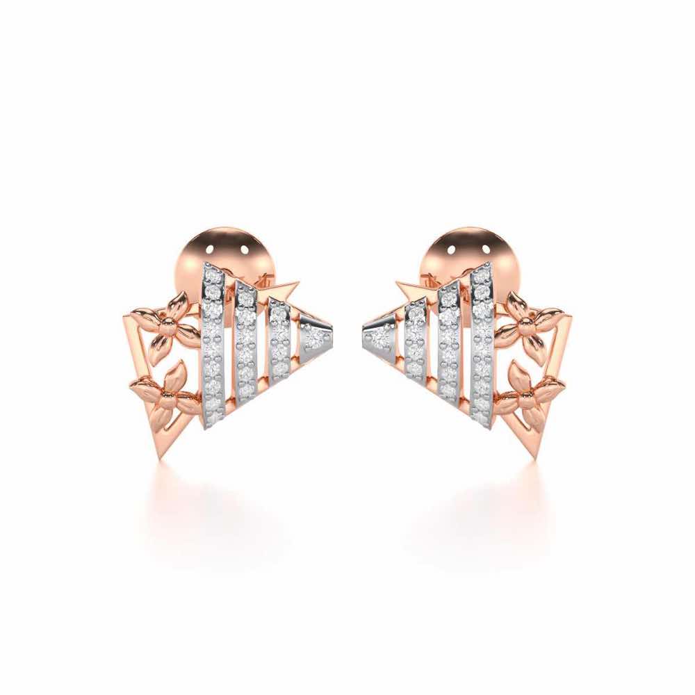 Noble Glow Silver Stud Earrings - Rose Gold - Image 1