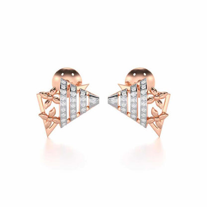 Noble Glow Silver Stud Earrings - Rose Gold - Image 1