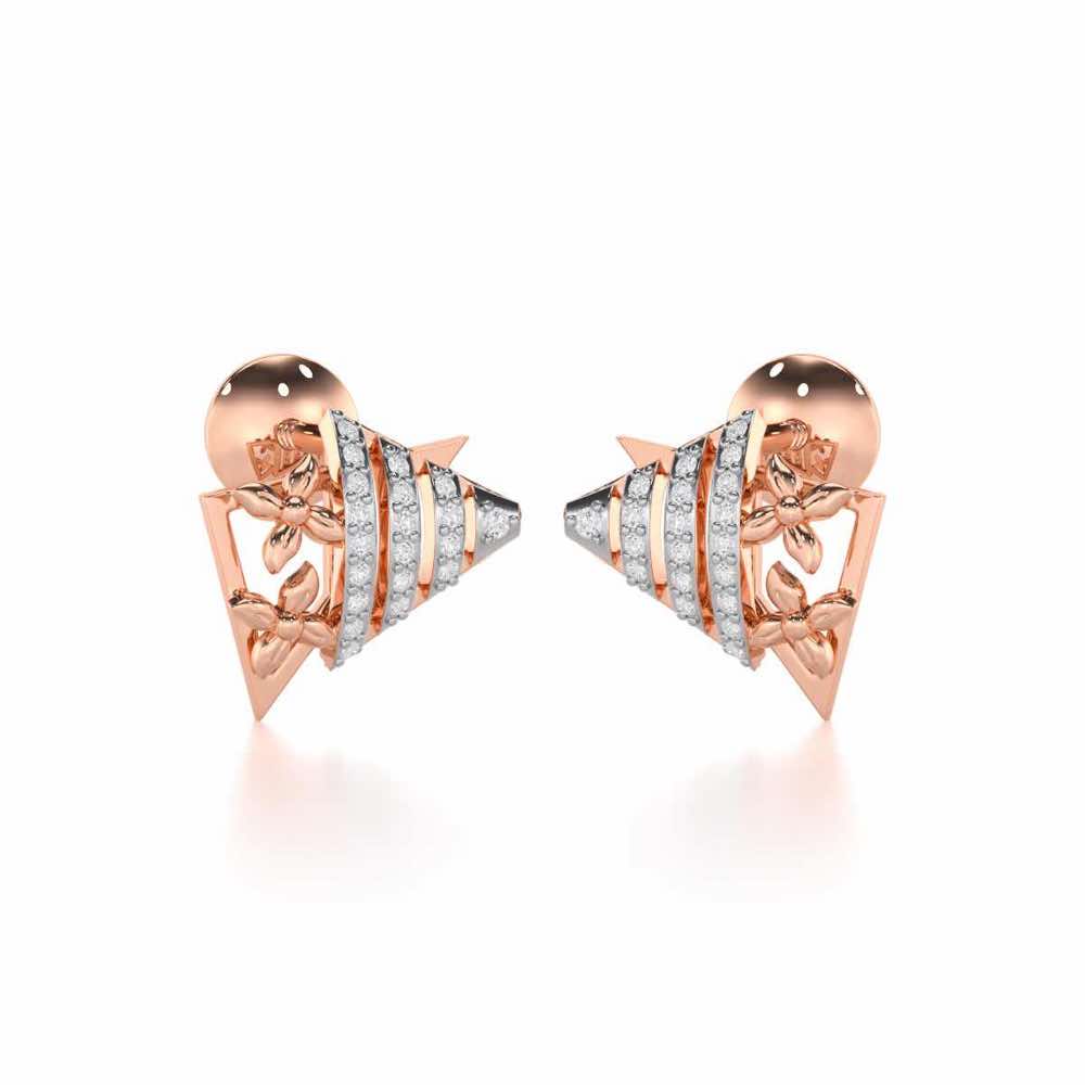 Noble Glow Silver Stud Earrings - Rose Gold - Image 2