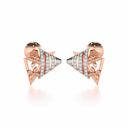 Noble Glow Silver Stud Earrings - Rose Gold - Image 2