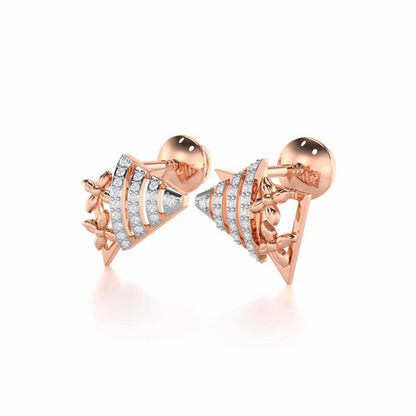 Noble Glow Silver Stud Earrings - Rose Gold - Image 3
