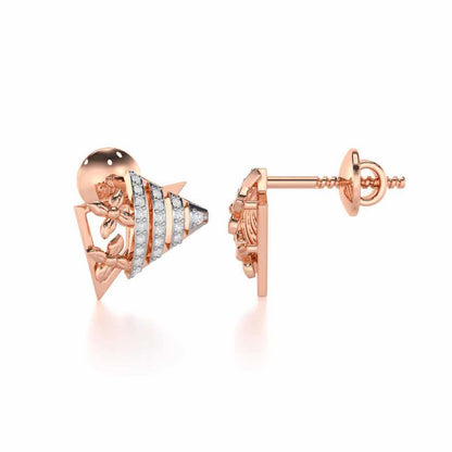 Noble Glow Silver Stud Earrings - Rose Gold - Image 4