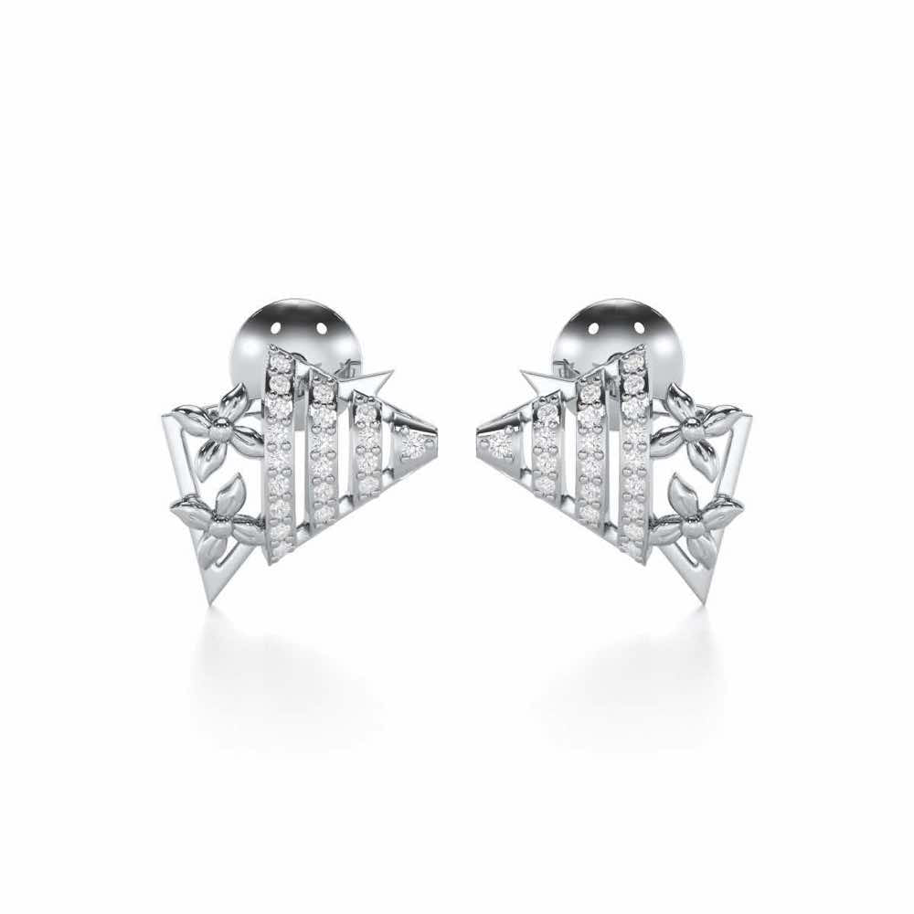Noble Glow Silver Stud Earrings - White Gold - Image 1