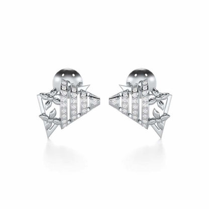 Noble Glow Silver Stud Earrings - White Gold - Image 1