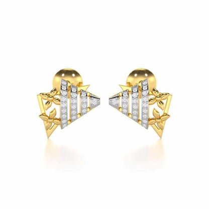 Noble Glow Silver Stud Earrings - Yellow Gold - Image 1
