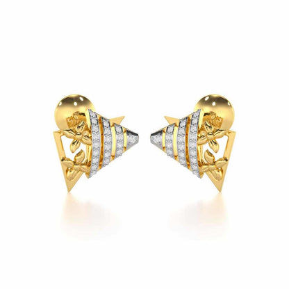 Noble Glow Silver Stud Earrings - Yellow Gold - Image 2