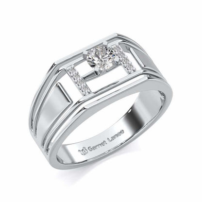 Noble Knight Solitaire Ring For Men - White Gold - Image 1