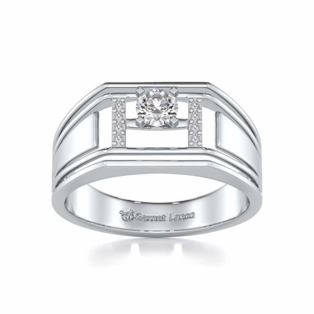 Noble Knight Solitaire Ring For Men - White Gold - Image 2