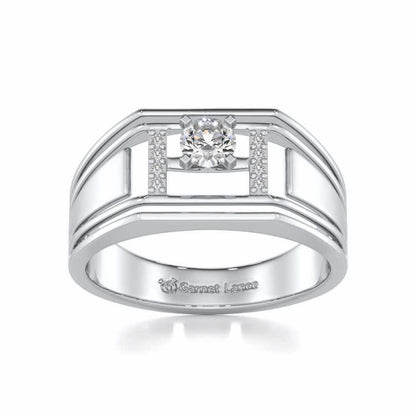 Noble Knight Solitaire Ring For Men - White Gold - Image 2