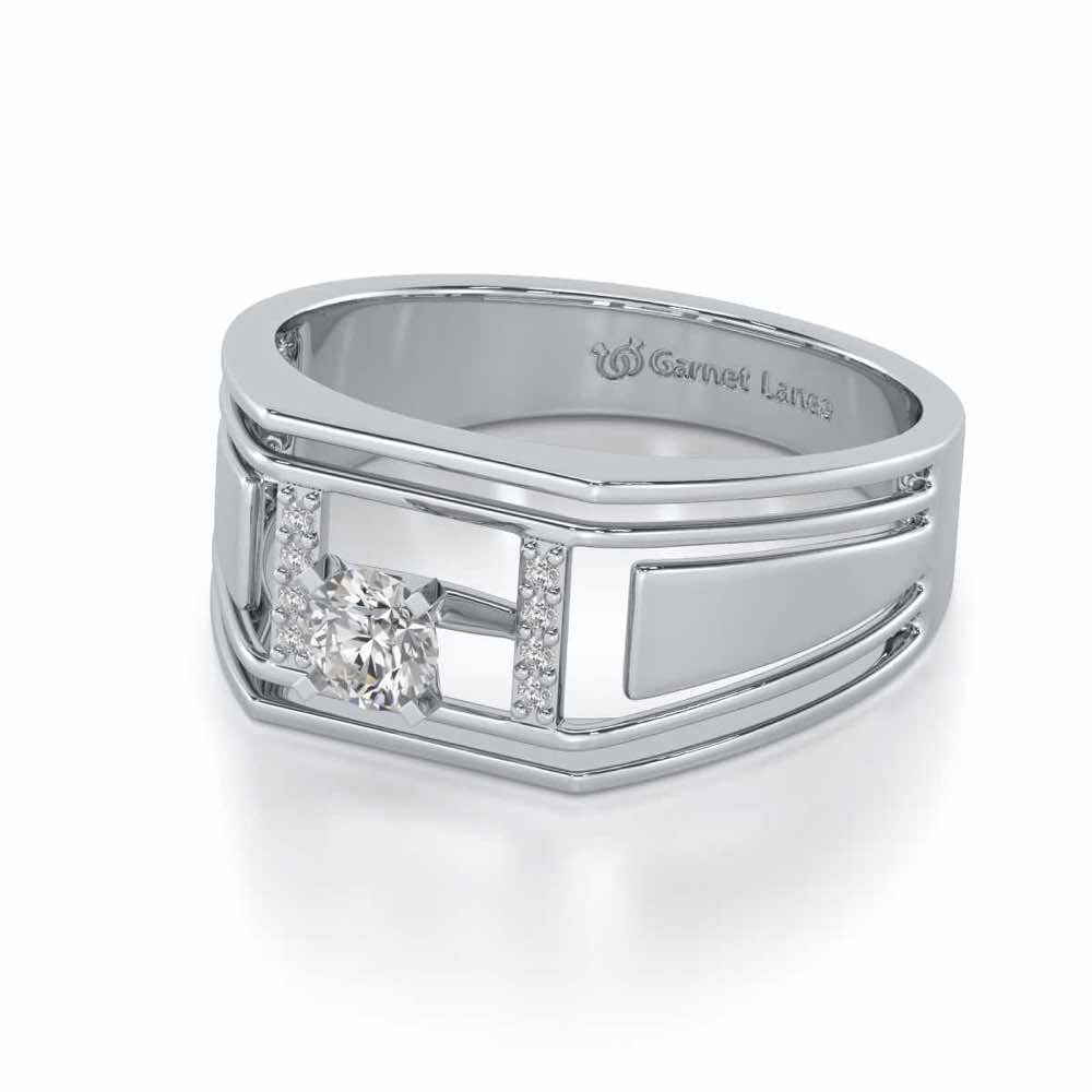 Noble Knight Solitaire Ring For Men - White Gold - Image 3
