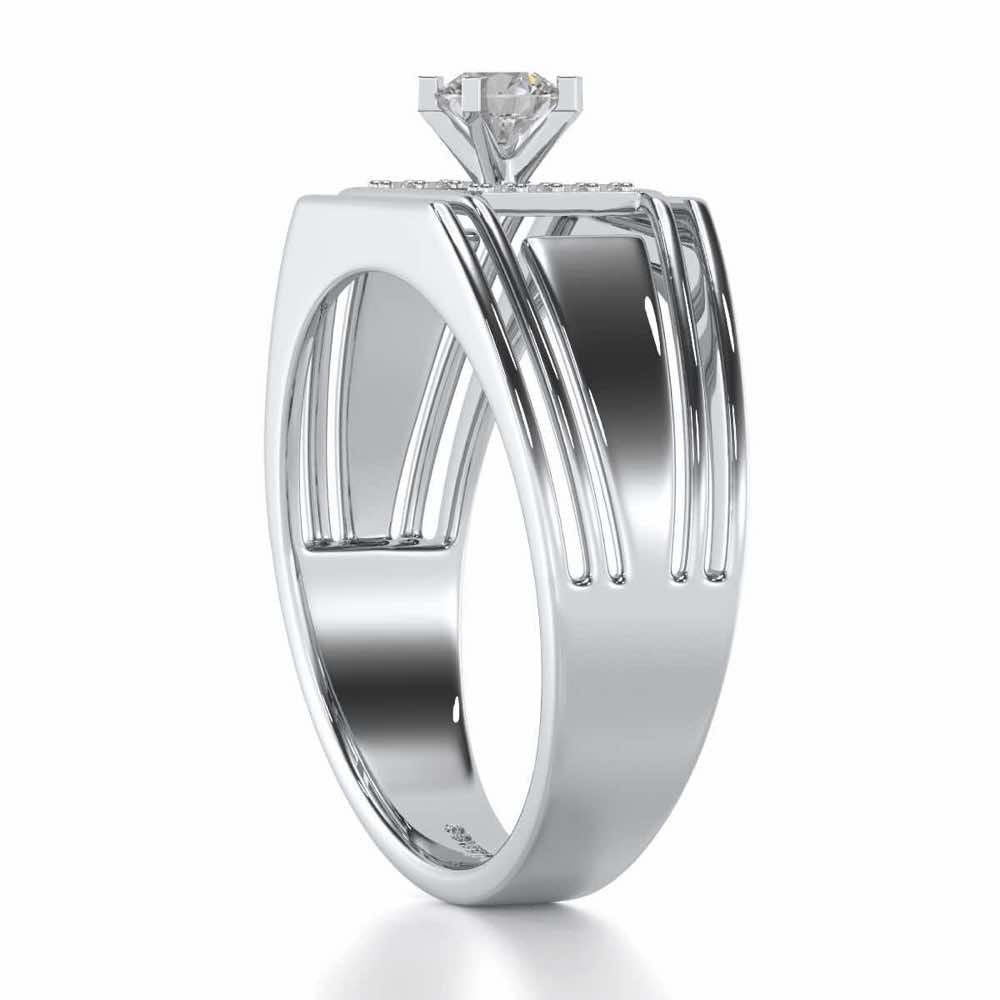 Noble Knight Solitaire Ring For Men - White Gold - Image 4