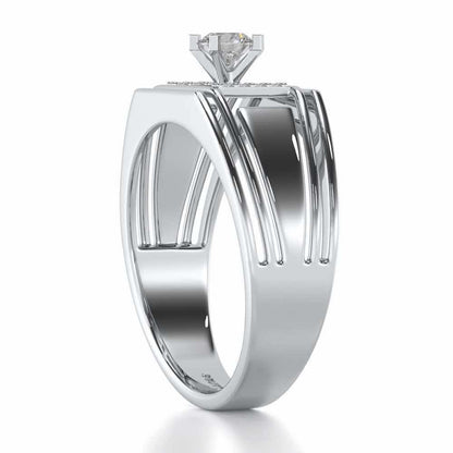 Noble Knight Solitaire Ring For Men - White Gold - Image 4