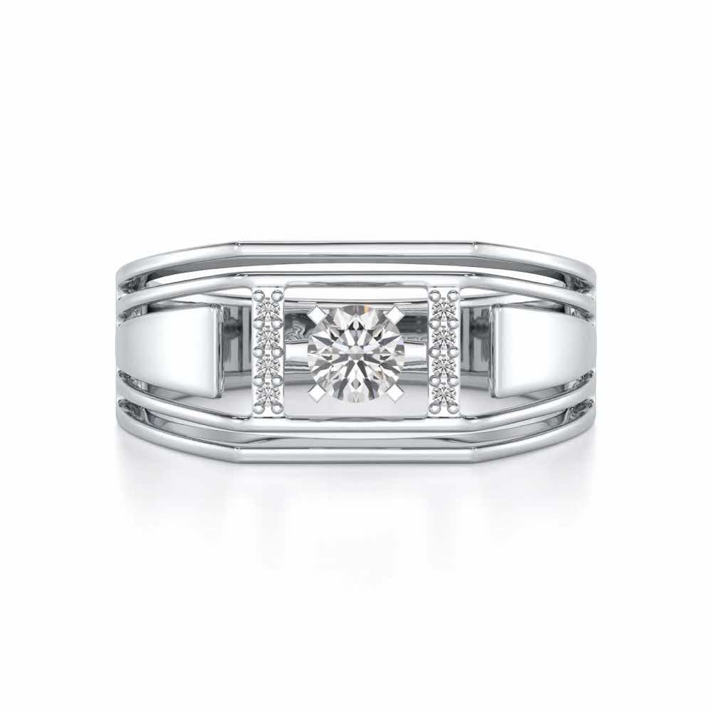 Noble Knight Solitaire Ring For Men - White Gold - Image 5