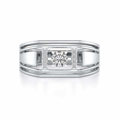 Noble Knight Solitaire Ring For Men - White Gold - Image 5