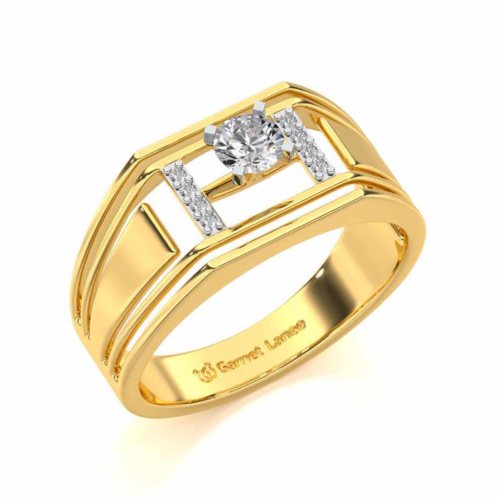 Noble Knight Solitaire Ring For Men - Yellow Gold - Image 1