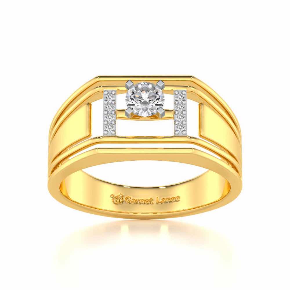 Noble Knight Solitaire Ring For Men - Yellow Gold - Image 2