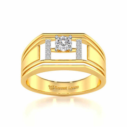 Noble Knight Solitaire Ring For Men - Yellow Gold - Image 2